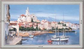 Promenade au bord de mer - Paysage 60x110 cm - Blanchie incurvée