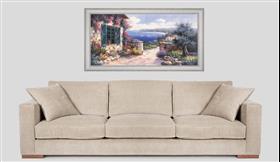 Cabanon provençal sur mer bleue - Panoramique en situation - Baguette blanchie