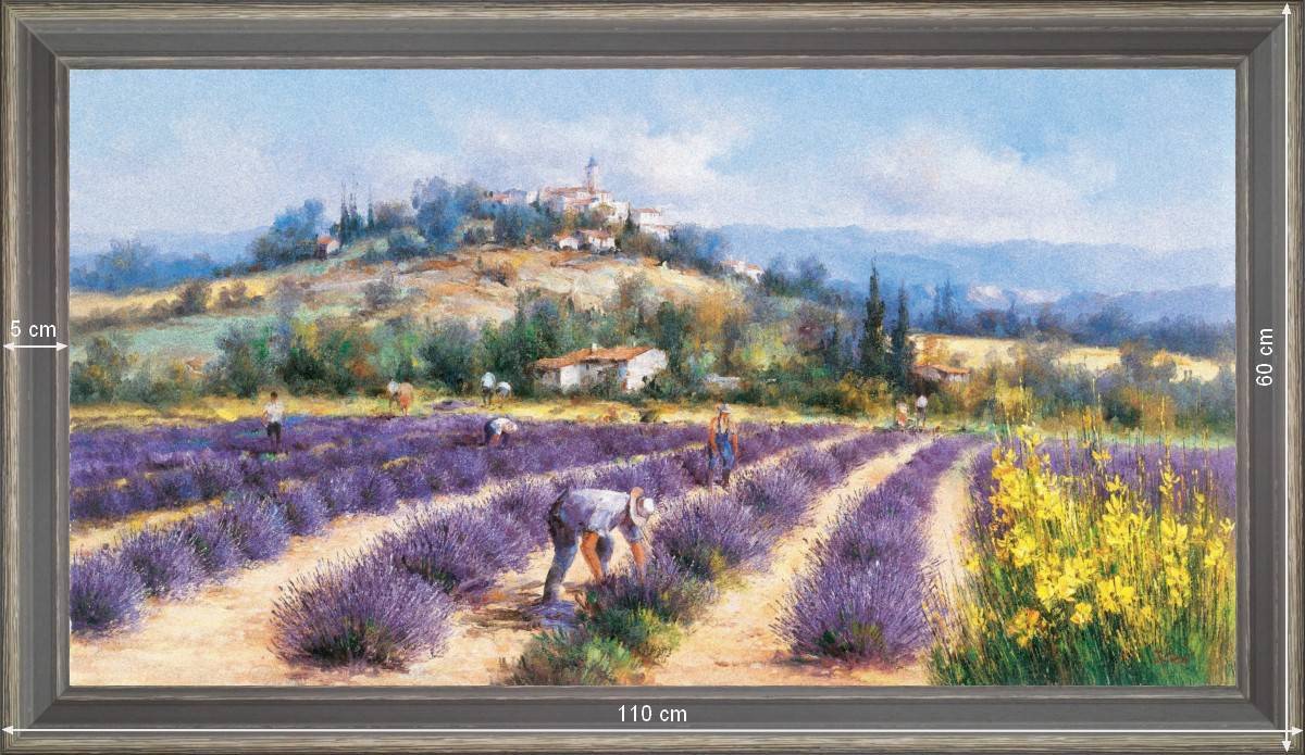 Collectors of lavender - Landscape 60x110 cm - White curved