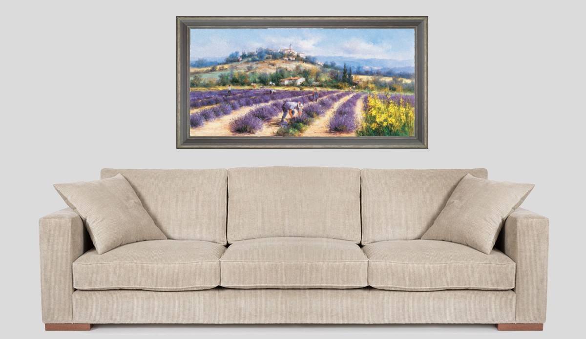 Collectors of lavender - Panoramic in situation - Grey frame