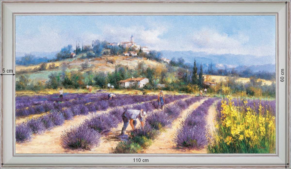 Collectors of lavender - Landscape 60x110 cm - White curved