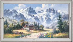 Refuge sous les sommets - Paysage 60x110 cm - Blanchie incurvée