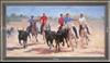 Herdsmen and bulls of the Camargue - Landscape 60x110 cm - Grey curved