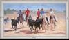 Herdsmen and bulls of the Camargue - Landscape 60x110 cm - White curved