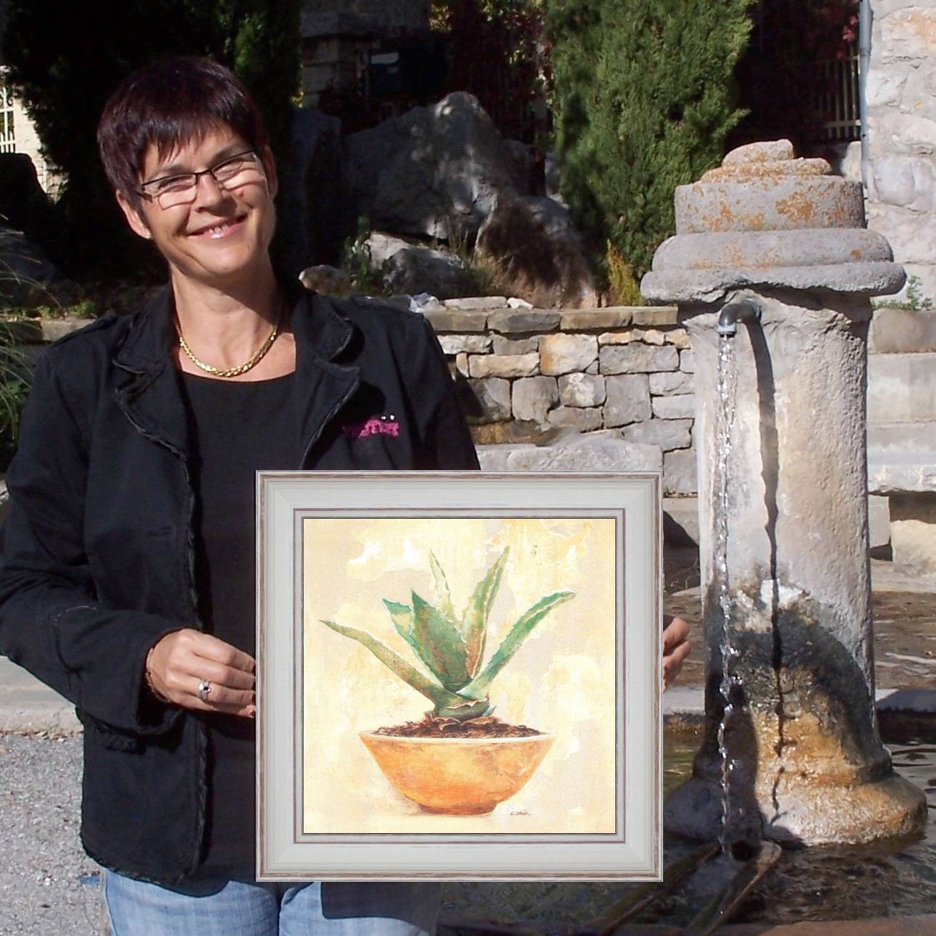Aloe - photo 40 x 40 cm - Blanc cassé