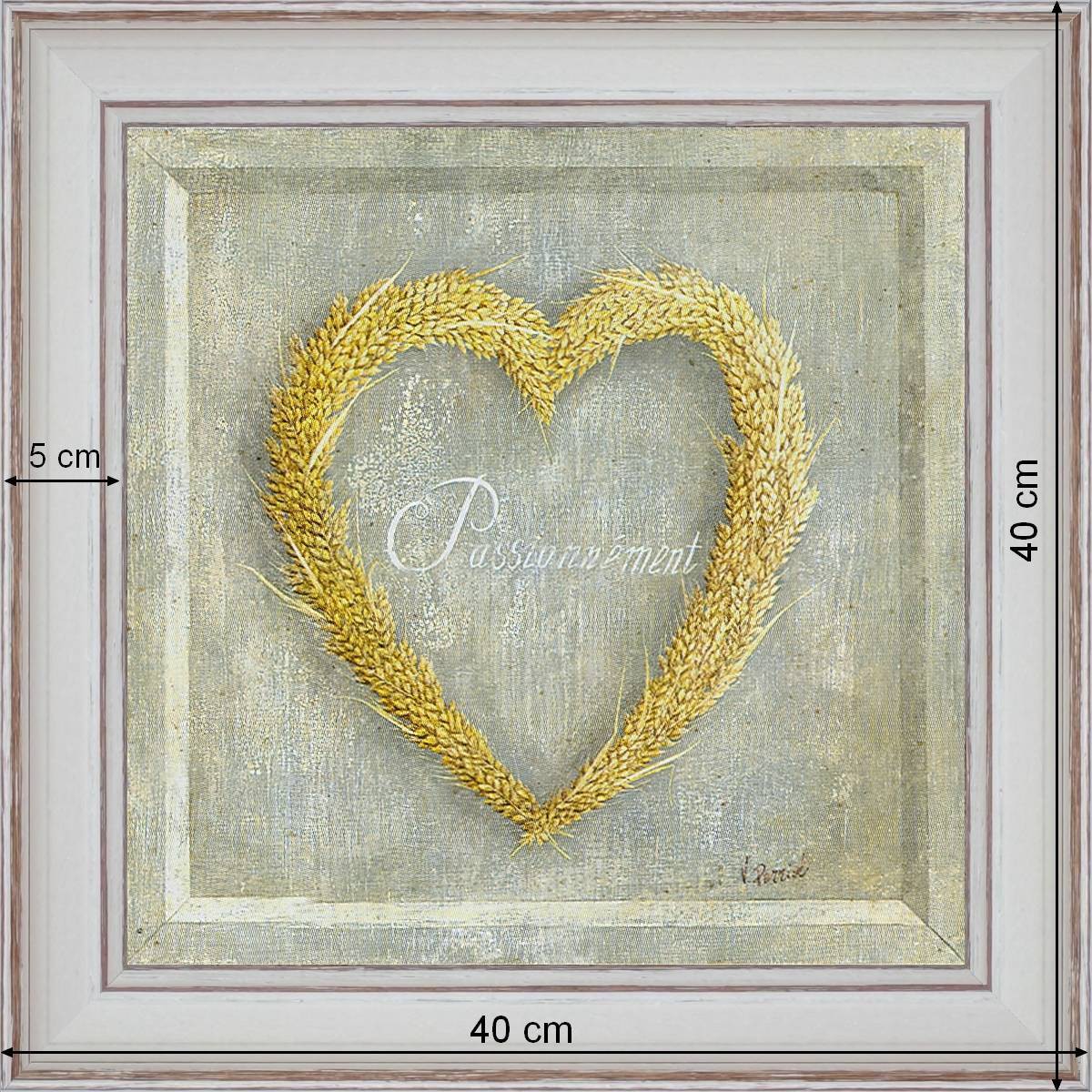 Corn  heart " Passionately " - dimensions 40 x 40 cm - White