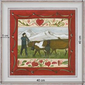 Fermier et Vaches - dimensions 40 x 40 cm