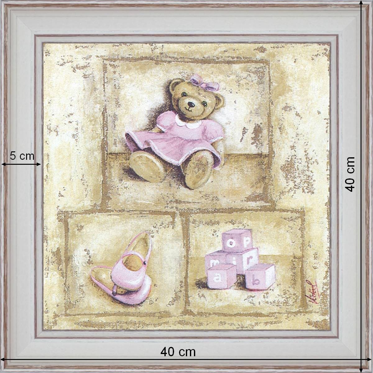 Pink Nounours - dimensions 40 x 40 cm