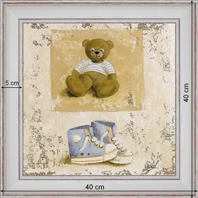 Nounours bleu et chaussures - dimensions 40 x 40 cm