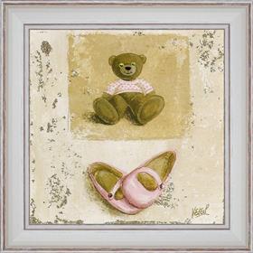 Nounours rose et chaussures - détail du tableau 40 x 40 cm