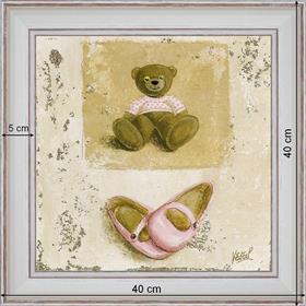 Pink Nounours and shoes - dimensions 40 x 40 cm