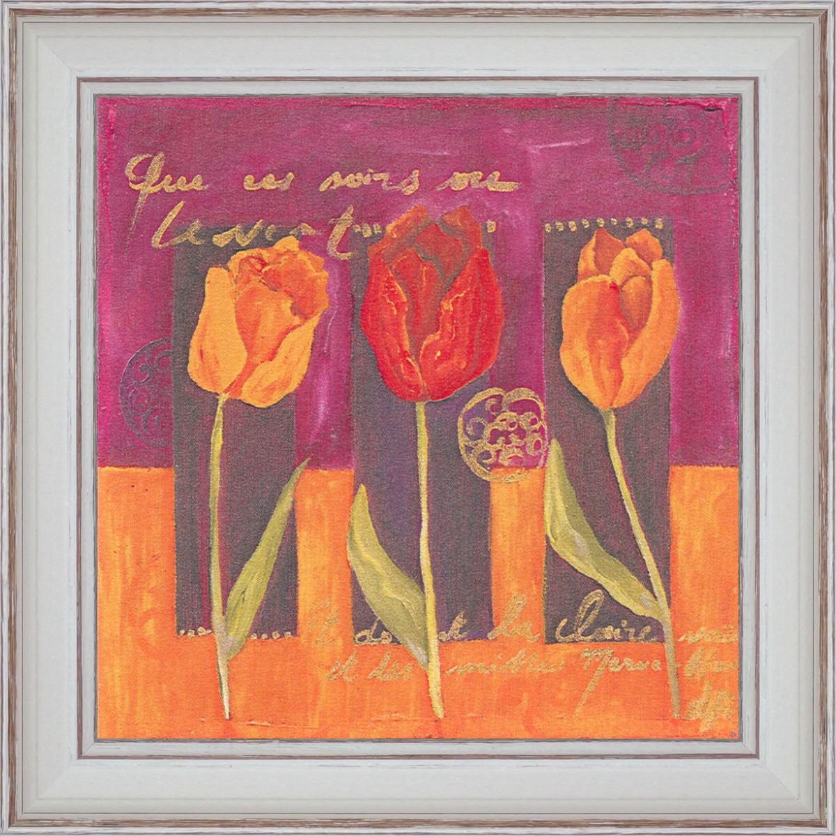 3 Tulipes - détail du tableau 40 x 40 cm