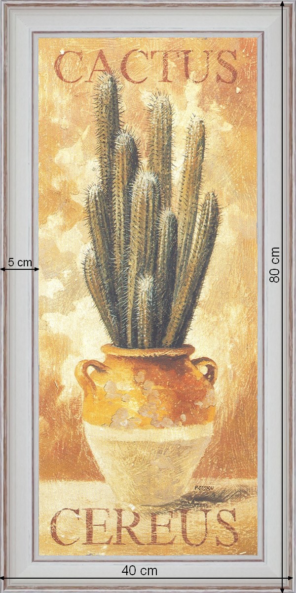 Cactus - dimensions 40 x 80 cm - Blanc cassé