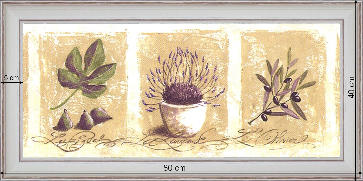 Figues, Olives et Lavandes - dimensions 40 x 80 cm - Blanc cassé