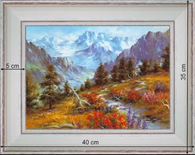 Randonnée en montagne - paysage 40 x 35 cm - Blanchie incurvée
