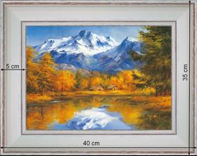 Lac de montagne - paysage 40 x 35 cm - Blanchie incurvée