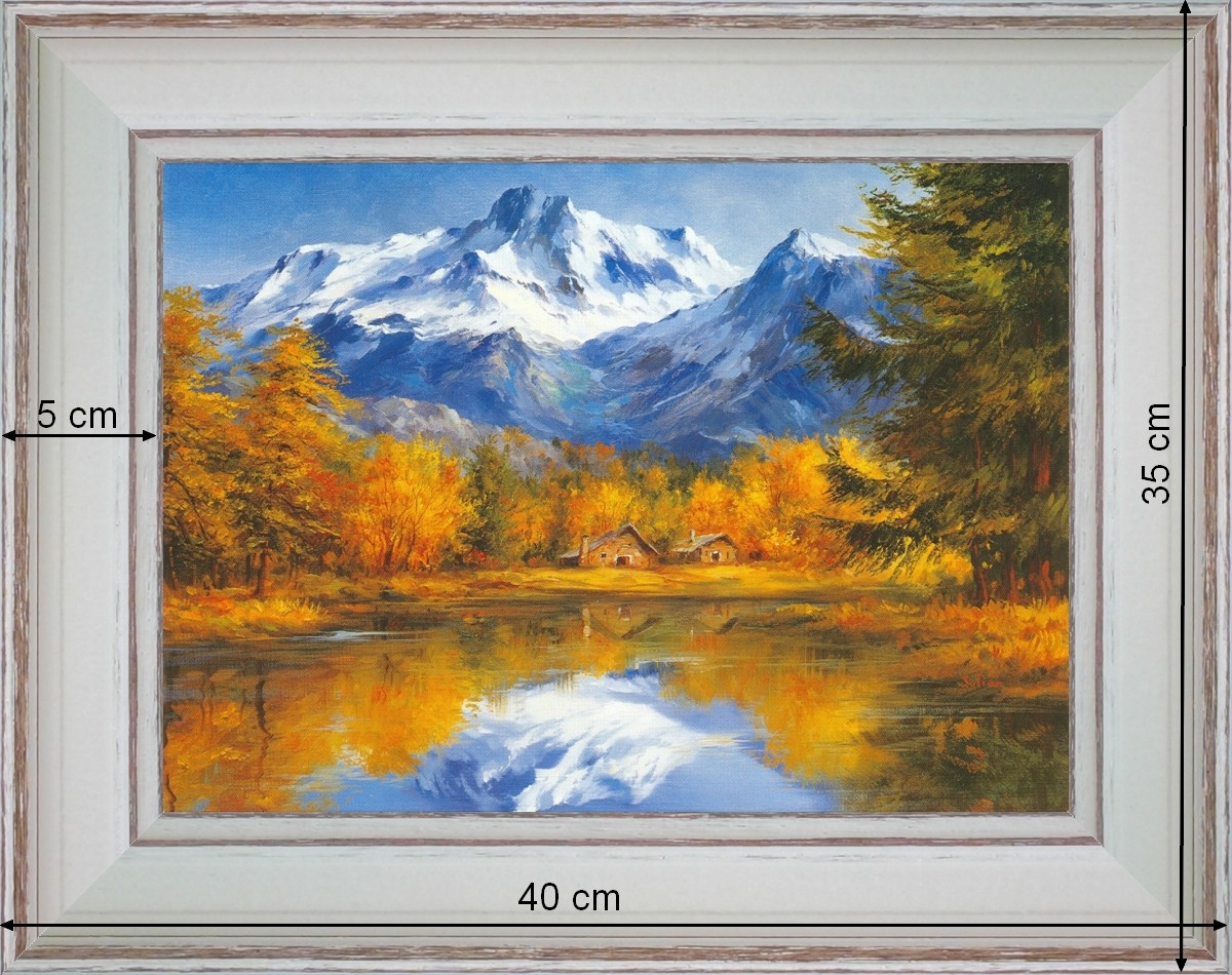 Lac de montagne - paysage 40 x 35 cm - Blanchie incurvée 