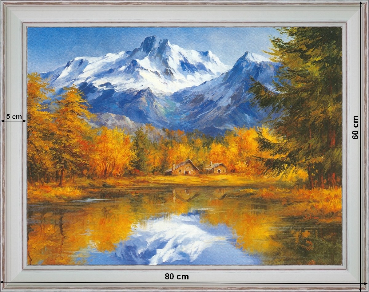 Lac de montagne - paysage 80 x 60 cm - Blanchie incurvée 