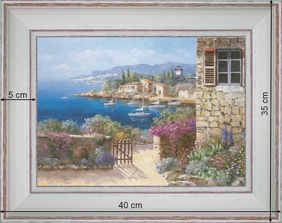 Crique provençale - paysage 40 x 35 cm - Blanchie incurvée 