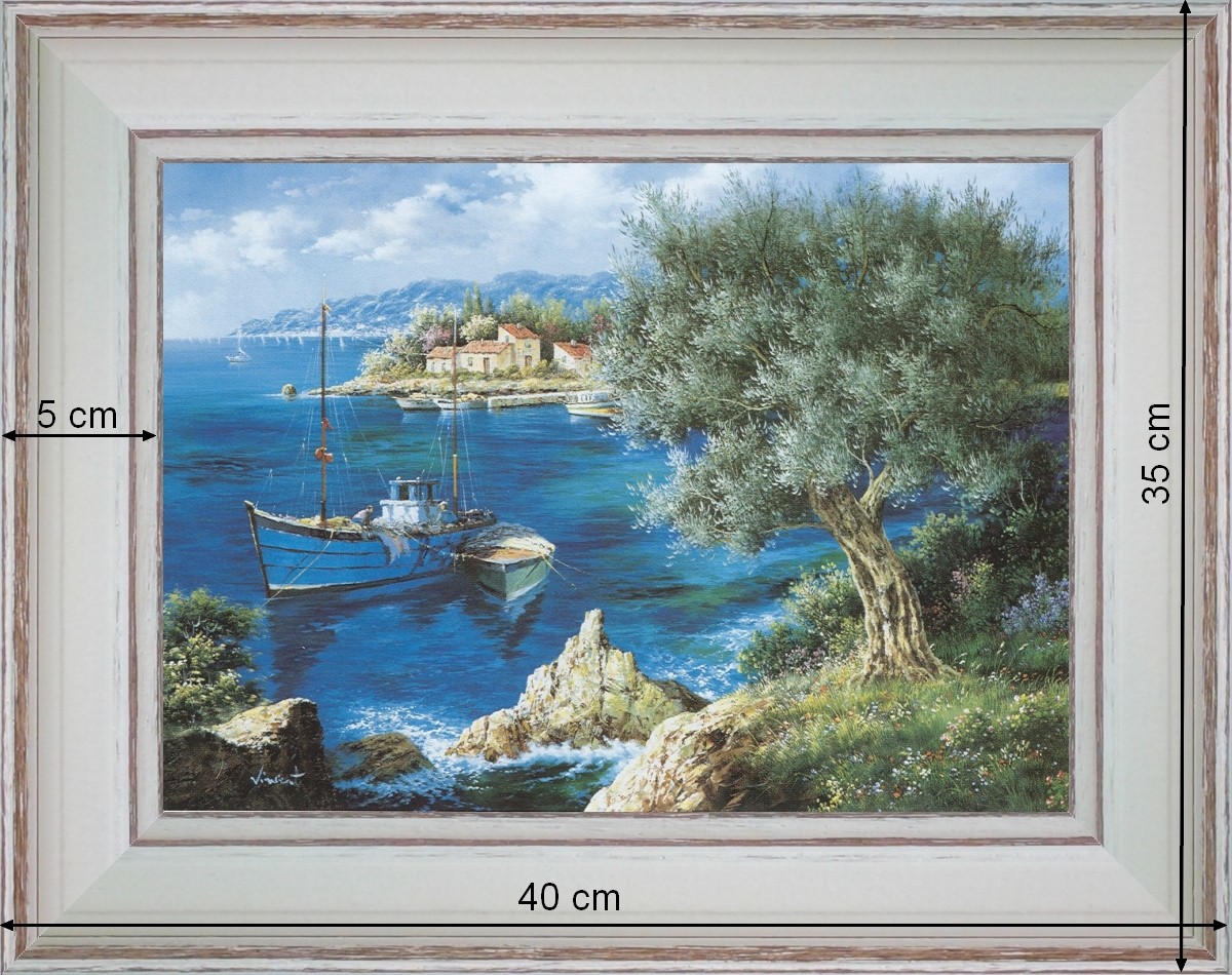 Olivier méditerranéen - paysage 40 x 35 cm - Blanchie incurvée 