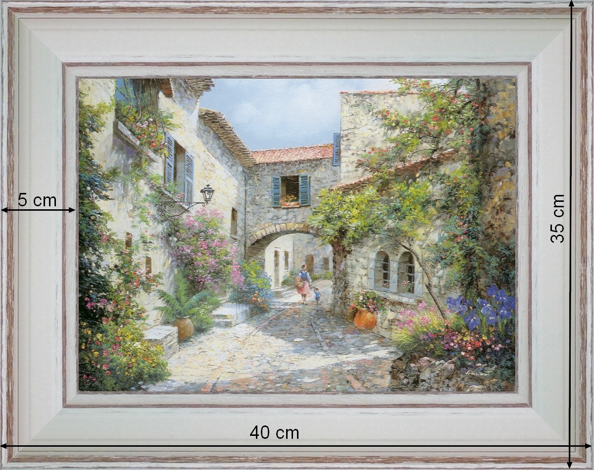 Porche fleuri - paysage 40 x 35 cm - Blanchie incurvée 