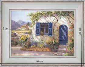 Porte bleue - paysage 40 x 35 cm - Blanchie incurvée