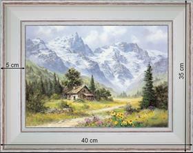 Chalet de montagne -paysage 40 x 35 cm - Blanchie incurvée