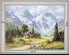Chalet de montagne -paysage 80 x 60 cm - Blanchie incurvée 