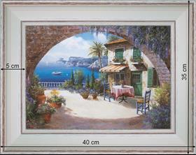 Terrasse méditerranéenne paysage 40 x 35 cm - Blanchie incurvée
