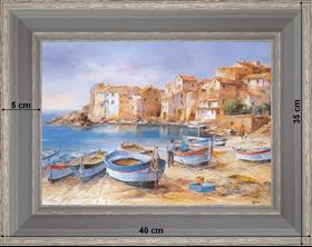 Port de pêche - paysage 40 x 35 cm Gris