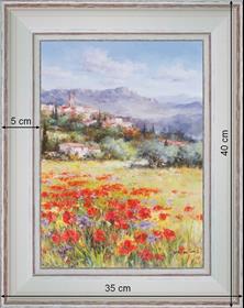 Provence poppies - landscape 40 x 35 cm - Cleared curved