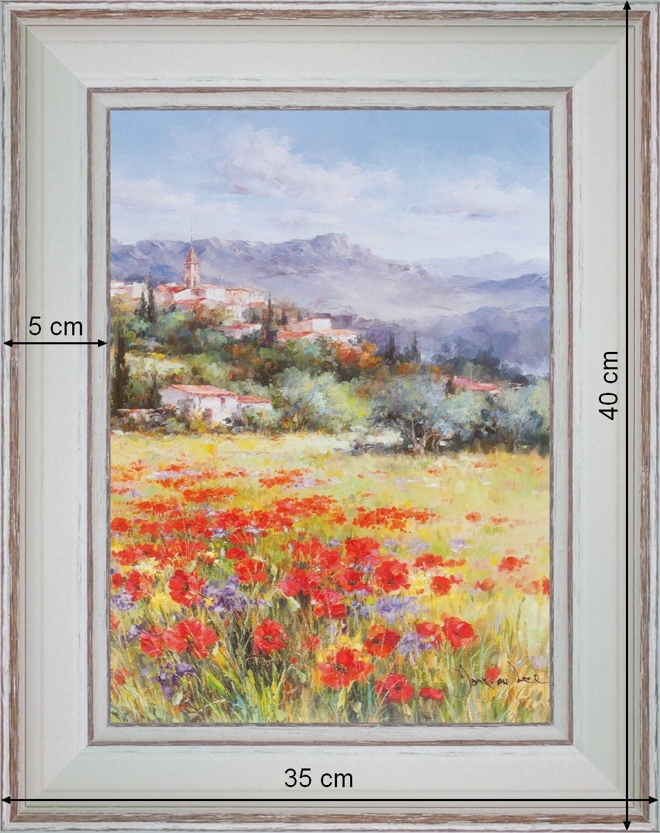 Coquelicots en Provence - paysage 40 x 35 cm - Blanchie incurvée 